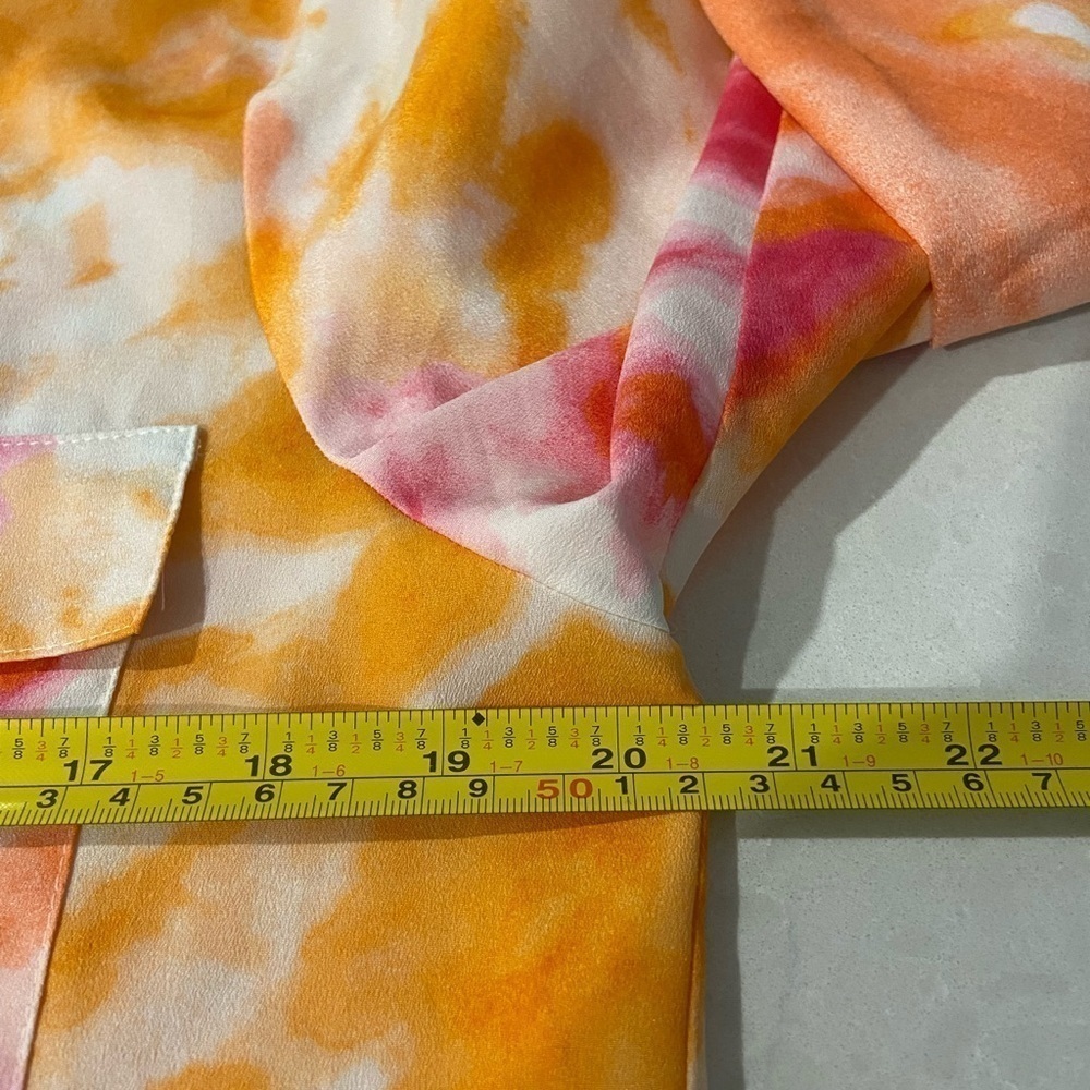 Calvin Klein Tie Dyed Button Down Blouse Size Medium Pink and Orange - Picture 5 of 12